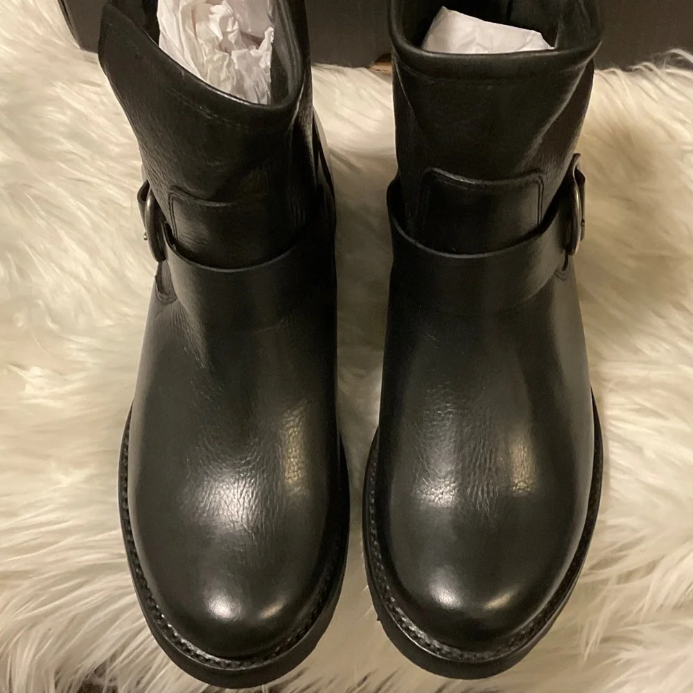 Frye Black Buckle Leather Boots - Picture 10 of 16